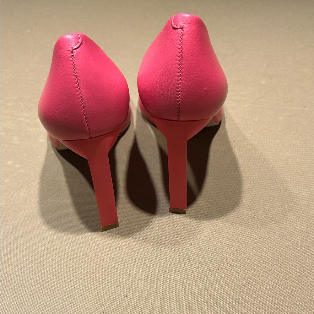 Saks Fifth Avenue Pink Leather Pointed-Toe Pumps - Picture 3 of 4